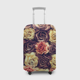 Чехол для чемодана 3D с принтом Шоколадные розы в Кировске, 86% полиэфир, 14% спандекс | двустороннее нанесение принта, прорези для ручек и колес | бабушке | девочке | девушке | дочке | желтые цветы | женщине | маме | подруге | природа | розовые цветы | розы | сестре | теще | тюльпаны | цветы