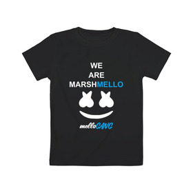 Детская футболка хлопок с принтом Marshmello (MELLOGANG) в Кировске, 100% хлопок | круглый вырез горловины, полуприлегающий силуэт, длина до линии бедер | christopher comstock | dj | marshmello | music | диджей | клубная музыка | клубняк | крис комсток | логотип | маршмеллоу | музыка
