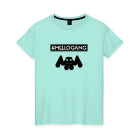 Женская футболка хлопок с принтом MELLOGANG (MARSHMELLO) в Кировске, 100% хлопок | прямой крой, круглый вырез горловины, длина до линии бедер, слегка спущенное плечо | 