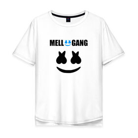 Мужская футболка хлопок Oversize с принтом Marshmello (Mellogang) в Кировске, 100% хлопок | свободный крой, круглый ворот, “спинка” длиннее передней части | christopher comstock | dj | logo | marshmello | music | диджей | клубная музыка | клубняк | крис комсток | логотип | маршмеллоу | музыка