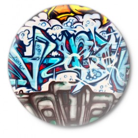 Значок с принтом Graffiti в Кировске,  металл | круглая форма, металлическая застежка в виде булавки | grafity | paint | street art | urban | город | граффити | искусство | кирпичи | краски | рисунки | стена | улицы | уличное искусство