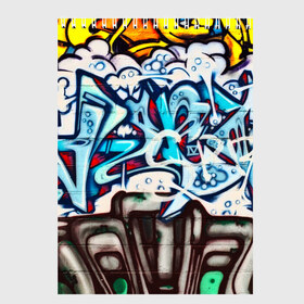 Скетчбук с принтом Graffiti в Кировске, 100% бумага
 | 48 листов, плотность листов — 100 г/м2, плотность картонной обложки — 250 г/м2. Листы скреплены сверху удобной пружинной спиралью | grafity | paint | street art | urban | город | граффити | искусство | кирпичи | краски | рисунки | стена | улицы | уличное искусство