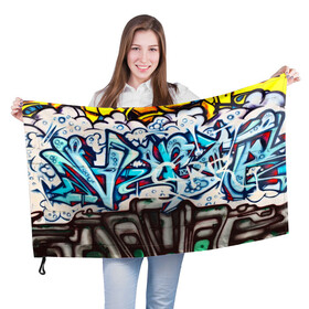 Флаг 3D с принтом Graffiti в Кировске, 100% полиэстер | плотность ткани — 95 г/м2, размер — 67 х 109 см. Принт наносится с одной стороны | grafity | paint | street art | urban | город | граффити | искусство | кирпичи | краски | рисунки | стена | улицы | уличное искусство