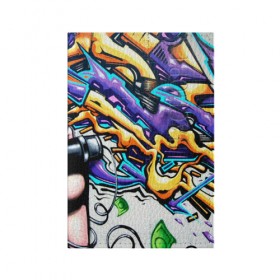 Обложка для паспорта матовая кожа с принтом NEON GRAFFITI в Кировске, натуральная матовая кожа | размер 19,3 х 13,7 см; прозрачные пластиковые крепления | grafity | paint | street art | urban | город | граффити | искусство | кирпичи | краски | рисунки | стена | улицы | уличное искусство