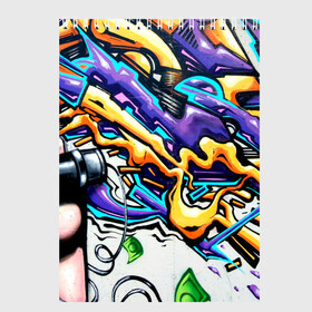 Скетчбук с принтом NEON GRAFFITI в Кировске, 100% бумага
 | 48 листов, плотность листов — 100 г/м2, плотность картонной обложки — 250 г/м2. Листы скреплены сверху удобной пружинной спиралью | grafity | paint | street art | urban | город | граффити | искусство | кирпичи | краски | рисунки | стена | улицы | уличное искусство