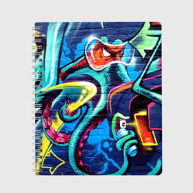 Тетрадь с принтом STREET FASHION в Кировске, 100% бумага | 48 листов, плотность листов — 60 г/м2, плотность картонной обложки — 250 г/м2. Листы скреплены сбоку удобной пружинной спиралью. Уголки страниц и обложки скругленные. Цвет линий — светло-серый
 | grafity | paint | street art | urban | город | граффити | искусство | кирпичи | краски | рисунки | стена | улицы | уличное искусство