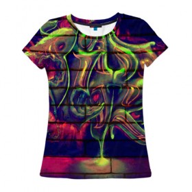 Женская футболка 3D с принтом Граффити в Кировске, 100% полиэфир ( синтетическое хлопкоподобное полотно) | прямой крой, круглый вырез горловины, длина до линии бедер | 