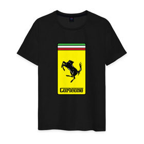 Мужская футболка хлопок с принтом Corleone Ferrari в Кировске, 100% хлопок | прямой крой, круглый вырез горловины, длина до линии бедер, слегка спущенное плечо. | 