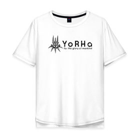 Мужская футболка хлопок Oversize с принтом YoRHa Logo в Кировске, 100% хлопок | свободный крой, круглый ворот, “спинка” длиннее передней части | nier automata | nier automata logo | yorha