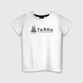 Детская футболка хлопок с принтом YoRHa Logo в Кировске, 100% хлопок | круглый вырез горловины, полуприлегающий силуэт, длина до линии бедер | nier automata | nier automata logo | yorha