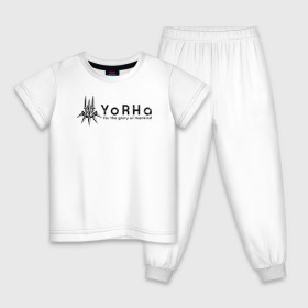 Детская пижама хлопок с принтом YoRHa Logo в Кировске, 100% хлопок |  брюки и футболка прямого кроя, без карманов, на брюках мягкая резинка на поясе и по низу штанин
 | Тематика изображения на принте: nier automata | nier automata logo | yorha