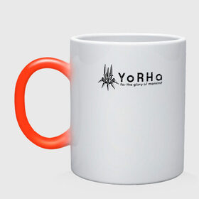 Кружка хамелеон с принтом YoRHa Logo в Кировске, керамика | меняет цвет при нагревании, емкость 330 мл | nier automata | nier automata logo | yorha