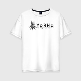 Женская футболка хлопок Oversize с принтом YoRHa Logo в Кировске, 100% хлопок | свободный крой, круглый ворот, спущенный рукав, длина до линии бедер
 | nier automata | nier automata logo | yorha
