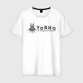 Мужская футболка хлопок с принтом YoRHa Logo в Кировске, 100% хлопок | прямой крой, круглый вырез горловины, длина до линии бедер, слегка спущенное плечо. | nier automata | nier automata logo | yorha