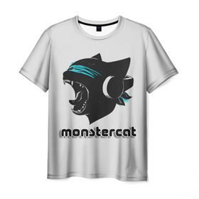 Мужская футболка 3D с принтом Monstercat в Кировске, 100% полиэфир | прямой крой, круглый вырез горловины, длина до линии бедер | monstercat | клуб | клубная музыка | кот | котенок | кошка | лейбл | монстар | монстар кет | монстер | музыка | танцевальная музыка | электронная | электронная музыка