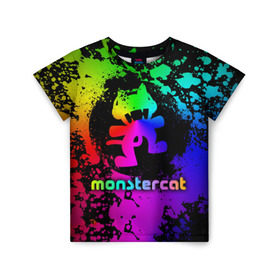 Детская футболка 3D с принтом Monstercat в Кировске, 100% гипоаллергенный полиэфир | прямой крой, круглый вырез горловины, длина до линии бедер, чуть спущенное плечо, ткань немного тянется | Тематика изображения на принте: monstercat | клуб | клубная музыка | кот | котенок | кошка | лейбл | монстар | монстар кет | монстер | музыка | танцевальная музыка | электронная | электронная музыка