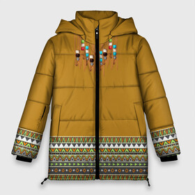 Женская зимняя куртка 3D с принтом индейское национальное платье в Кировске, верх — 100% полиэстер; подкладка — 100% полиэстер; утеплитель — 100% полиэстер | длина ниже бедра, силуэт Оверсайз. Есть воротник-стойка, отстегивающийся капюшон и ветрозащитная планка. 

Боковые карманы с листочкой на кнопках и внутренний карман на молнии | ethno | indians | native american | ttibal | америка | индейцы | трибал | узор. орнамент | этника
