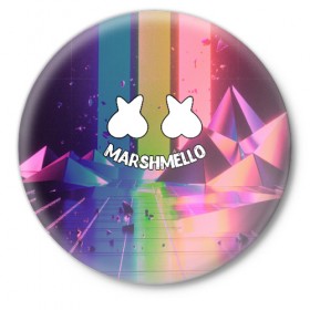 Значок с принтом Marshmello MUSIC в Кировске,  металл | круглая форма, металлическая застежка в виде булавки | 