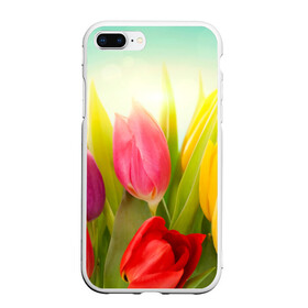Чехол для iPhone 7Plus/8 Plus матовый с принтом Тюльпаны в Кировске, Силикон | Область печати: задняя сторона чехла, без боковых панелей | бабушке | девочке | девушке | дочке | желтые цветы | женщине | маме | подруге | природа | розовые цветы | розы | сестре | теще | тюльпаны | цветы