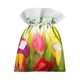 Подарочный 3D мешок с принтом Тюльпаны в Кировске, 100% полиэстер | Размер: 29*39 см | бабушке | девочке | девушке | дочке | желтые цветы | женщине | маме | подруге | природа | розовые цветы | розы | сестре | теще | тюльпаны | цветы