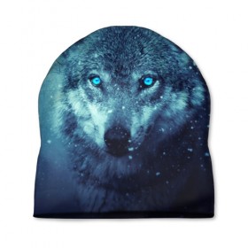 Шапка 3D с принтом Волк в Кировске, 100% полиэстер | универсальный размер, печать по всей поверхности изделия | волк | волки | волчица | преданность