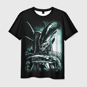 Мужская футболка 3D с принтом Чужой в Кировске, 100% полиэфир | прямой крой, круглый вырез горловины, длина до линии бедер | alien | aliens | xenomorph | ксеноморф | монстры | ужасы | чужие | чужой