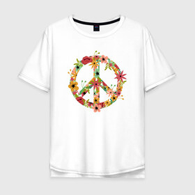 Мужская футболка хлопок Oversize с принтом Peace в Кировске, 100% хлопок | свободный крой, круглый ворот, “спинка” длиннее передней части | 23 | 8 | peace | вип | дизайн | дружба | любовь | мир | мода | новинка | новый год | пис | подарок | природа | стритвир | топ | тренд | цветы