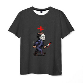 Мужская футболка 3D с принтом Dead by Daylight в Кировске, 100% полиэфир | прямой крой, круглый вырез горловины, длина до линии бедер | 