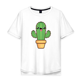 Мужская футболка хлопок Oversize с принтом Кактус в Кировске, 100% хлопок | свободный крой, круглый ворот, “спинка” длиннее передней части | cactus | кактус