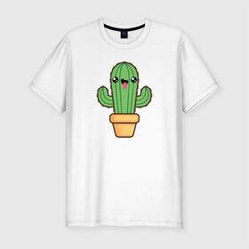 Мужская футболка премиум с принтом Кактус в Кировске, 92% хлопок, 8% лайкра | приталенный силуэт, круглый вырез ворота, длина до линии бедра, короткий рукав | Тематика изображения на принте: cactus | кактус