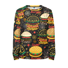 Детский лонгслив 3D с принтом Гамбургеры в Кировске, 100% полиэстер | длинные рукава, круглый вырез горловины, полуприлегающий силуэт
 | Тематика изображения на принте: hamburgers | sandwic | булочка | бутерброды | быстрая | гамбургер | гамбургеры | геометрический | графика | еда | зелень | иллюстрация | картинка | кунжут | мода | мясо | надпись | орнамент | рисунок | свежий