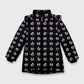 Зимняя куртка для девочек 3D с принтом MARSHMELLO Black в Кировске, ткань верха — 100% полиэстер; подклад — 100% полиэстер, утеплитель — 100% полиэстер. | длина ниже бедра, удлиненная спинка, воротник стойка и отстегивающийся капюшон. Есть боковые карманы с листочкой на кнопках, утяжки по низу изделия и внутренний карман на молнии. 

Предусмотрены светоотражающий принт на спинке, радужный светоотражающий элемент на пуллере молнии и на резинке для утяжки. | black | marsh | marshmallow | marshmello | marshmelo | mello | music | smile | диджей | лого | маршмеллов | маршмеллоу | маршмеллу | маршмело | маршмелов | маршмелоу | музыка | музыкант | трэп | улыбка | хаус