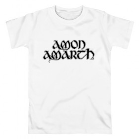 Мужская футболка хлопок с принтом Amon Amarth в Кировске, 100% хлопок | прямой крой, круглый вырез горловины, длина до линии бедер, слегка спущенное плечо. | amon amarth | melodic death