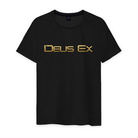 Мужская футболка хлопок с принтом DEUS EX в Кировске, 100% хлопок | прямой крой, круглый вырез горловины, длина до линии бедер, слегка спущенное плечо. | cyberpunk | deus ex | future | game | будущ | игра | киберпанк