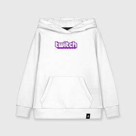 Детская толстовка хлопок с принтом Twitch Logo в Кировске, 100% хлопок | Круглый горловой вырез, эластичные манжеты, пояс, капюшен | game | gamer | logo | twitch | twitties | игры | логотип | стрим | твитч