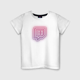 Детская футболка хлопок с принтом Twitch Neon в Кировске, 100% хлопок | круглый вырез горловины, полуприлегающий силуэт, длина до линии бедер | Тематика изображения на принте: twitch | неон | твитч | твич