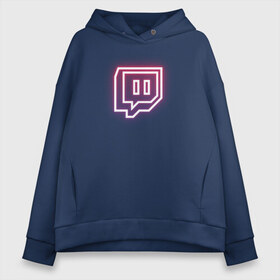 Женское худи Oversize хлопок с принтом Twitch Neon в Кировске, френч-терри — 70% хлопок, 30% полиэстер. Мягкий теплый начес внутри —100% хлопок | боковые карманы, эластичные манжеты и нижняя кромка, капюшон на магнитной кнопке | twitch | неон | твитч | твич