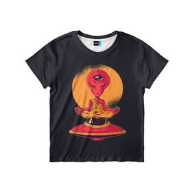 Детская футболка 3D с принтом Пришелец в Кировске, 100% гипоаллергенный полиэфир | прямой крой, круглый вырез горловины, длина до линии бедер, чуть спущенное плечо, ткань немного тянется | alien | ufo | инопланетяне | инопланетянин | медитация | нло | пришелец | пришельцы