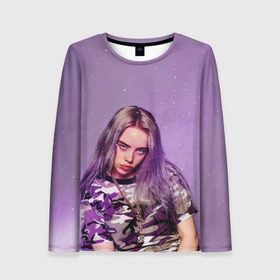 Женский лонгслив 3D с принтом Billie Eilish в Кировске, 100% полиэстер | длинные рукава, круглый вырез горловины, полуприлегающий силуэт | billie eilish | lovely | music | ocean eyes | pop | билли айлиш | девушка | музыка | океан | поп | эйлиш | элиш