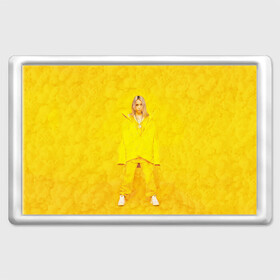Магнит 45*70 с принтом Yellow Billie в Кировске, Пластик | Размер: 78*52 мм; Размер печати: 70*45 | billie eilish | lovely | music | ocean eyes | pop | билли айлиш | девушка | музыка | океан | поп | эйлиш | элиш