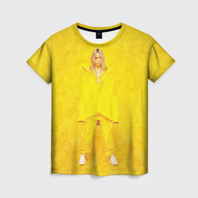 Женская футболка 3D с принтом Yellow Billie в Кировске, 100% полиэфир ( синтетическое хлопкоподобное полотно) | прямой крой, круглый вырез горловины, длина до линии бедер | billie eilish | lovely | music | ocean eyes | pop | билли айлиш | девушка | музыка | океан | поп | эйлиш | элиш