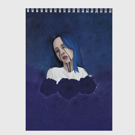 Скетчбук с принтом Billie Eilish Flowers в Кировске, 100% бумага
 | 48 листов, плотность листов — 100 г/м2, плотность картонной обложки — 250 г/м2. Листы скреплены сверху удобной пружинной спиралью | billie eilish | lovely | music | ocean eyes | pop | билли айлиш | девушка | музыка | океан | поп | эйлиш | элиш