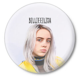 Значок с принтом BillieEilish в Кировске,  металл | круглая форма, металлическая застежка в виде булавки | billie eilish | lovely | music | ocean eyes | pop | билли айлиш | девушка | музыка | океан | поп | эйлиш | элиш