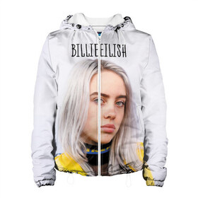 Женская куртка 3D с принтом BillieEilish в Кировске, ткань верха — 100% полиэстер, подклад — флис | прямой крой, подол и капюшон оформлены резинкой с фиксаторами, два кармана без застежек по бокам, один большой потайной карман на груди. Карман на груди застегивается на липучку | billie eilish | lovely | music | ocean eyes | pop | билли айлиш | девушка | музыка | океан | поп | эйлиш | элиш