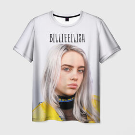 Мужская футболка 3D с принтом BillieEilish в Кировске, 100% полиэфир | прямой крой, круглый вырез горловины, длина до линии бедер | Тематика изображения на принте: billie eilish | lovely | music | ocean eyes | pop | билли айлиш | девушка | музыка | океан | поп | эйлиш | элиш