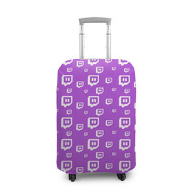 Чехол для чемодана 3D с принтом Twitch в Кировске, 86% полиэфир, 14% спандекс | двустороннее нанесение принта, прорези для ручек и колес | game | gamer | logo | pattern | twitch | twitties | игры | логотип | паттерн | стрим | твитч | текстура