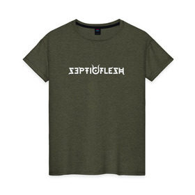 Женская футболка хлопок с принтом Septicflesh в Кировске, 100% хлопок | прямой крой, круглый вырез горловины, длина до линии бедер, слегка спущенное плечо | 
