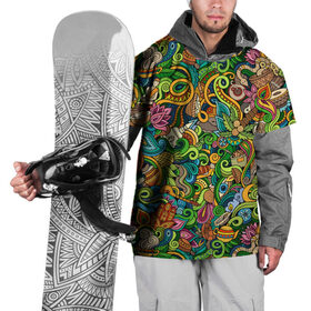 Накидка на куртку 3D с принтом Тибетский коллаж в Кировске, 100% полиэстер |  | ti | ананас | архитектура | будда | графика | деревья | зелень | земля | змея | иллюстрация | картинка | кокосы | коллаж | купола | листья | мода | орнамент | пальмы | рисунок | священная | стиль | узоры