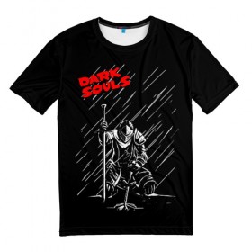 Мужская футболка 3D с принтом Dark Souls в Кировске, 100% полиэфир | прямой крой, круглый вырез горловины, длина до линии бедер | dark souls | games | praise the sun | игры | компьютерные игры | рыцарь | тёмные души
