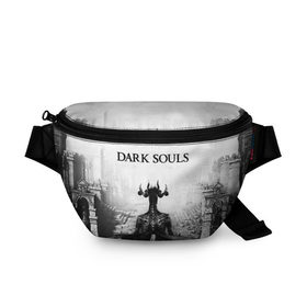 Поясная сумка 3D с принтом Dark Souls в Кировске, 100% полиэстер | плотная ткань, ремень с регулируемой длиной, внутри несколько карманов для мелочей, основное отделение и карман с обратной стороны сумки застегиваются на молнию | dark souls | games | praise the sun | игры | компьютерные игры | рыцарь | тёмные души